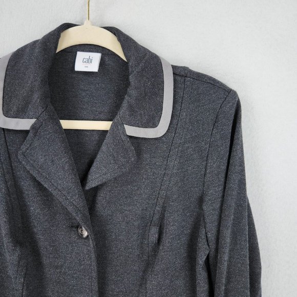 Cabi Jacket Womens Small Gray Ponte Knit Crew Blazer Stretch Notch Lapel Career - Picture 2 of 12